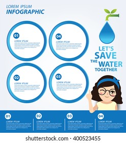Save water concept. Infographic template. Vector illustration.