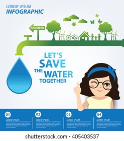 Save Water Concept Infographic Template Vector Stock Vector (Royalty ...