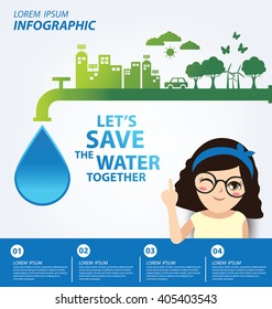  Speichern Sie das Wasserkonzept.Infografische Vorlage.  Vektorgrafik.