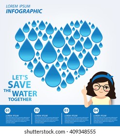 Save water concept. Infographic template. Vector illustration.