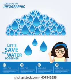 Save water concept. Infographic template. Vector illustration.