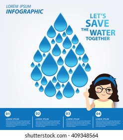 Save water concept. Infographic template. Vector illustration.
