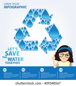 Save water concept. Infographic template. Vector illustration.