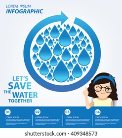 Save water concept. Infographic template. Vector illustration.