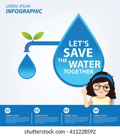 Save water concept. Infographic template. Vector illustration.