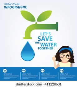 Save water concept. Infographic template. Vector illustration.