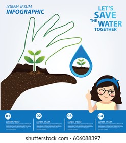 Save water concept. Infographic template. Vector illustration.