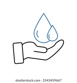 Guardar Icono de línea de concepto de agua. Guardar Ilustración de elemento simple. Diseño de símbolo de contorno de concepto de agua.