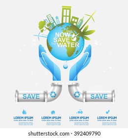 Save Water Concept Recycled Water