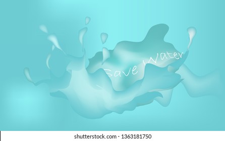 Save water concept  with splash water. Vector illustration
