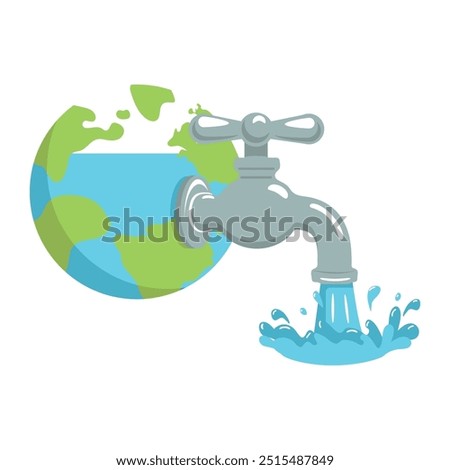 Save water concept water tap with earth globe