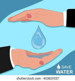 save water concept, template, banner, vector illustration, flat design 