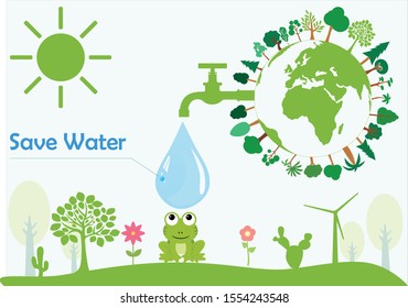 Save the water concept with tree and earth