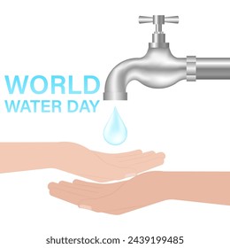 Save Water or Water Conservation Concept. World Water Day and Environment day. Vector Illustration.