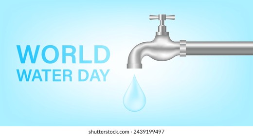 Save Water or Water Conservation Concept. World Water Day and Environment day. Vector Illustration.