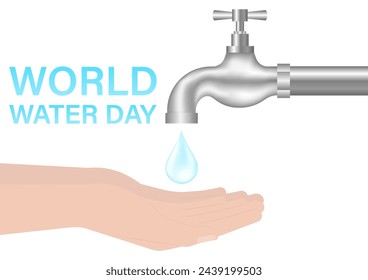 Save Water or Water Conservation Concept. World Water Day and Environment day. Vector Illustration.