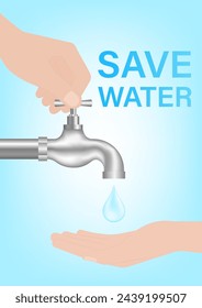 Save Water or Water Conservation Concept. World Water Day and Environment day. Vector Illustration.