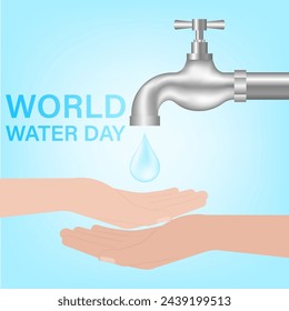 Ahorre agua o concepto de conservación del agua. Día Mundial del Agua y Día del Medio Ambiente. Ilustración vectorial.