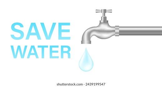 Save Water or Water Conservation Concept. World Water Day and Environment day. Vector Illustration.