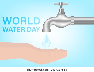 Save Water or Water Conservation Concept. World Water Day and Environment day. Vector Illustration.