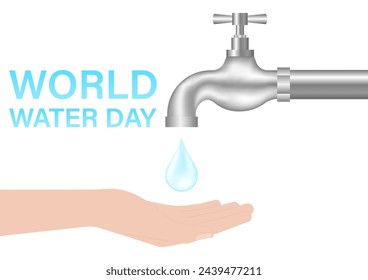 Save Water or Water Conservation Concept. World Water Day and Environment day. Vector Illustration.
