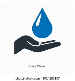 Save water or conserve water icon concept