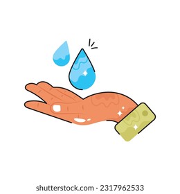 Save water doodle vector outline Sticker. EPS 10 file