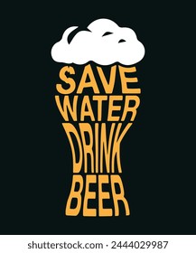 Guardar Bebida de agua Cerveza divertido Vector Diseño gráfico 