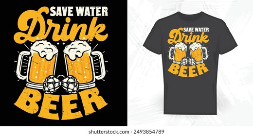 Save Water Drink Beer Funny Beer Lover Vintage Beer T-shirt Design