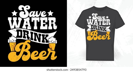 Save Water Drink Beer Funny Beer Lover Vintage Beer T-shirt Design