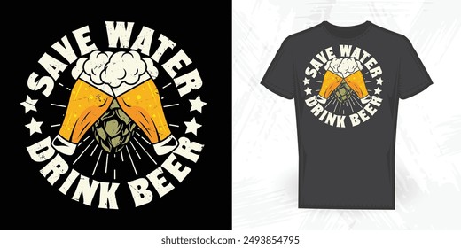 Save Water Drink Beer Funny Beer Lover Vintage Beer T-shirt Design