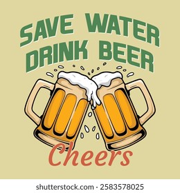 Save water drink beer t shirt design. Beer Lovers T-Shirt Design Beer Glass. Social Club Vintage Summer Cocktail T shirt Design. Cocktails retro poster vector, Party poster design. Drinks, Cocktails, 