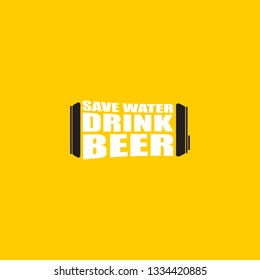 Save water drink beer vector poster design template with beer bottle silhouette. Craft beer logo or label for brewery