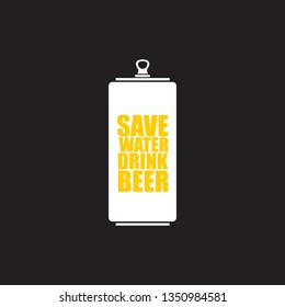 Save water drink beer vector poster design template with beer bottle silhouette. Craft beer logo or label for brewery 