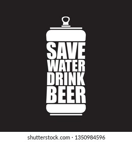 Save water drink beer vector poster design template with beer bottle silhouette. Craft beer logo or label for brewery 