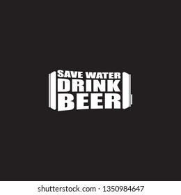 Save water drink beer vector poster design template with beer bottle silhouette. Craft beer logo or label for brewery 