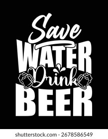 GUARDAR DISEÑO DE LA CAMISETA DEL VECTOR DE LA CERVEZA DE LA BEBIDA DEL AGUA