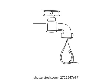 Save Water Drop by Drop. World Water Day Concept. Single line draw design. Vector graphic illustration