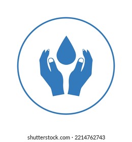 Save water drop on hand icon | Circle version icon |