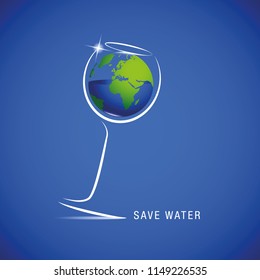 save water for the earth in glass vector illustration
