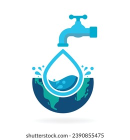 save water save earth icon concept
