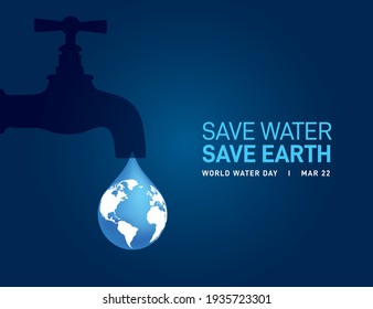 Save water, save earth. World water day concept vector illustration. Saving water and world environmental protection concept- Environment day