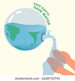 Save water, Eco-friendly and saving water concept. Please help to protect and Turn off the water concept.