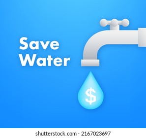 Ahorra agua. Concepto de ecología. Día mundial del medio ambiente. Día Mundial del Agua