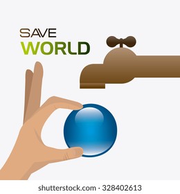 Save water ecology theme design, vector illustration