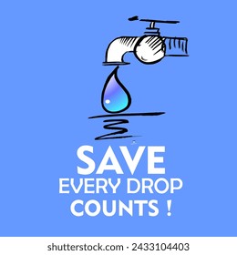 Save Water Every Drop Counts, poster and banner vector