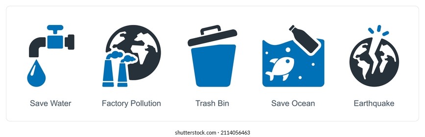 Concepto De Icono De Contaminación De Agua Y Fábrica