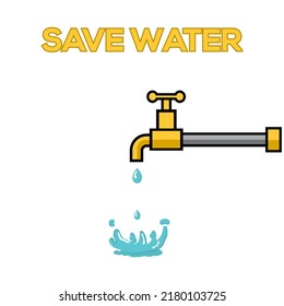 "Save water" faucet poster illustration