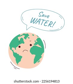 Save water flat icon Earth day Protect earth. Vector illustration