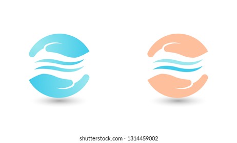 save water flat logo design with gradient color, this logo template can use for identity company of drink water product 